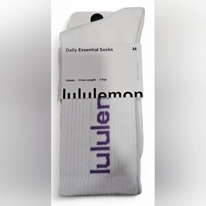lululemon Daily Essential Crew Socks, Unisex Medium Purple/White, 1 Pair. New